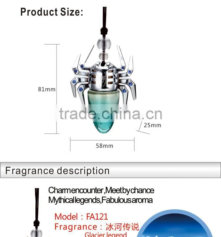 8ml Spider shape hanging car air freshener with good quality