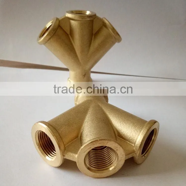 Gergan Type "W "Type Female Pneumatic Brass Fitting ,Four Way Brass Jiont