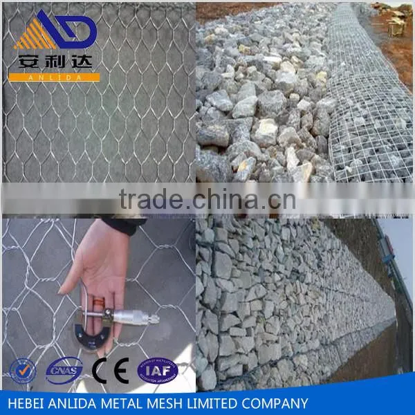 PVC Coated Hexagonal Gabion Box For Flood Control / stone cages / Slope protection wire mesh