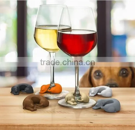 Silicone Dachshund Dog Wine Glass Markers