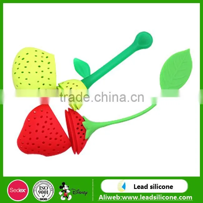 Factory Price BPA Free Silicone Strawberry Tea Strainer Infuser
