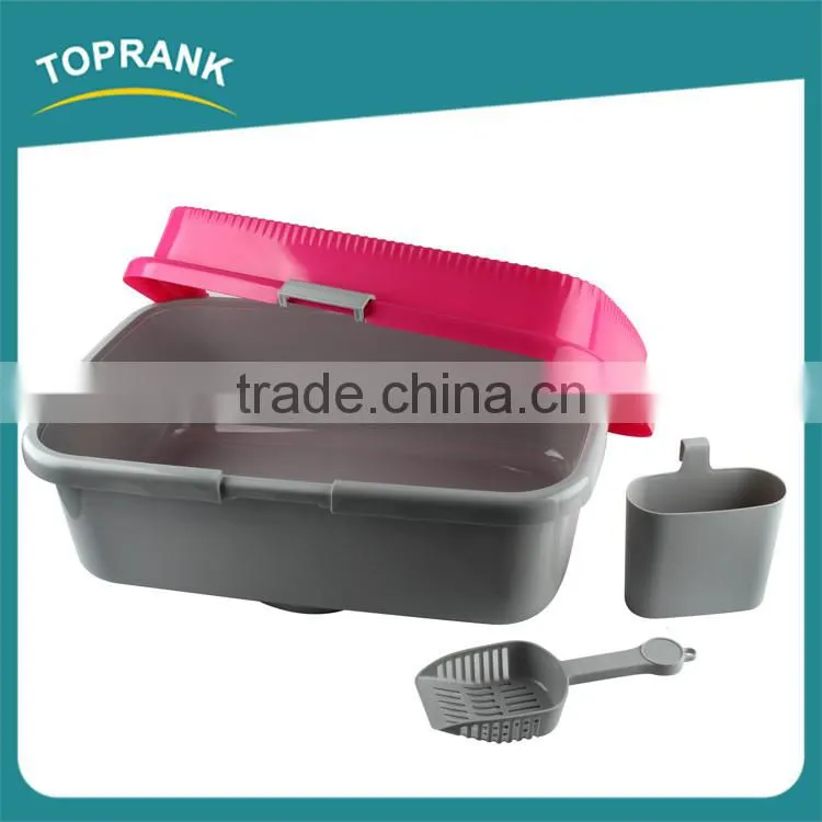 Hot selling indoor outdoor portable cat toilet PP plastic cat litter box with scoop