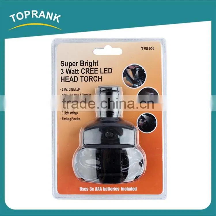 High quality super bright 3 watt powerful led light headlamp