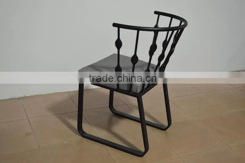 New design high back iron black color outdoor metal industrial chair