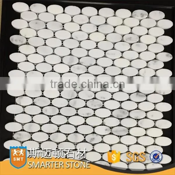 Oscar white marble tile oval mosaic for flooring