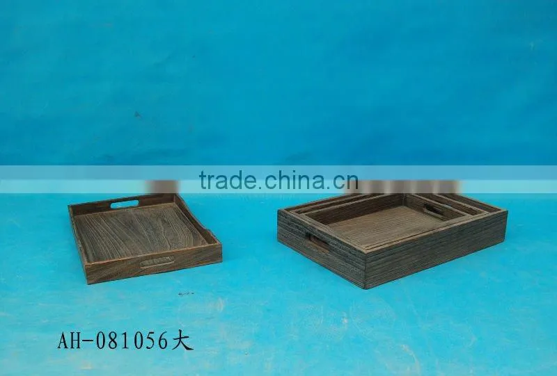 disposable handmade High quality carbonization wooden serving fruit tray