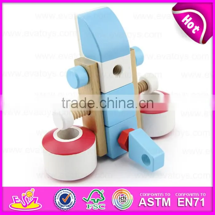 DIY 28PCS wooden screw airplane toys for kids,Wooden Toy Screw Nut Combination for children W03C018