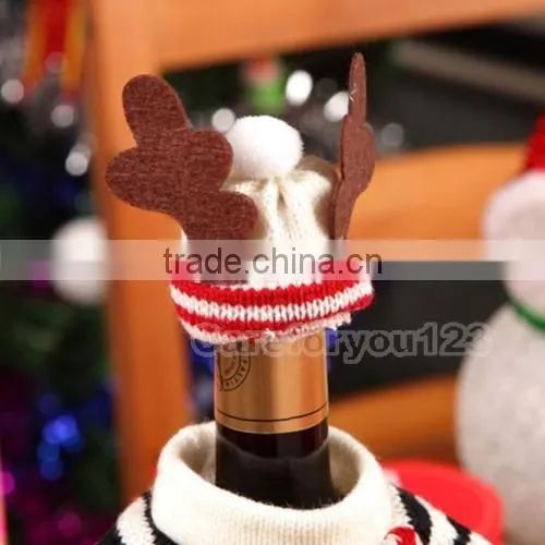 Lovely Wine Bottle elk Cover Xmas Santa Table Decor Christmas Bottle Cap Party Gift