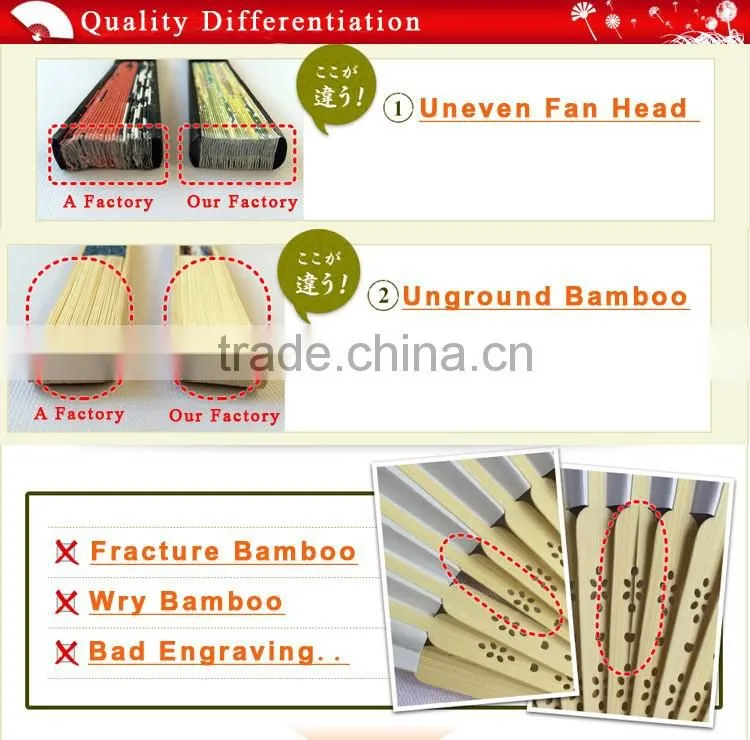 Customized Japanese style folding paper fan with advertising logo