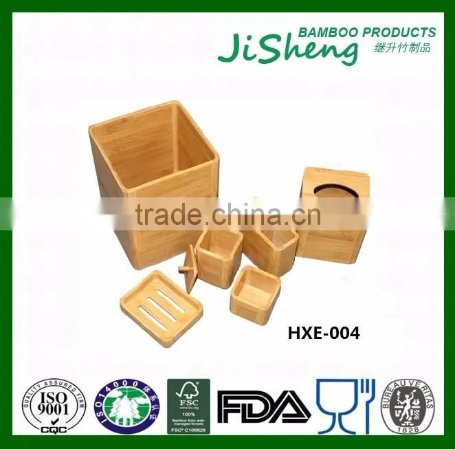 Set of 6 Bathroom Bamboo Products Soap Case Napkin Box