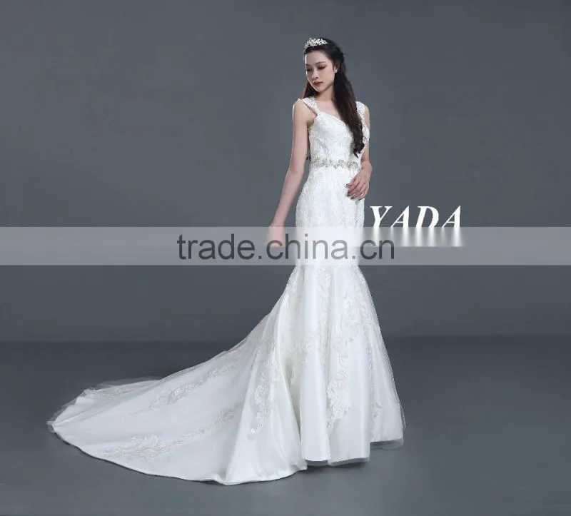 White color sleeveless high quality fashion dress for wedding