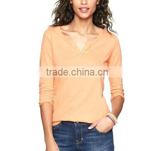 WOMENS LONG SLEEVE V NECK T SHIRT
