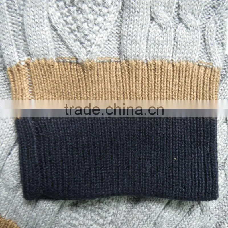 Three colors jacquard round neck pullover casual men knitted sweater men