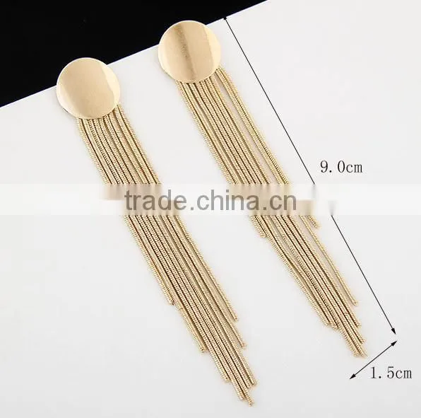Alloy contracted tassels circular temperament gold earrings