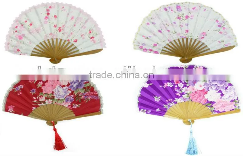 New Japanese Pocket Folding Fan for Wedding Invitation,Embroidery Crafts Gift Bamboo Hand Folding Cloth Handheld Fans Wholesale