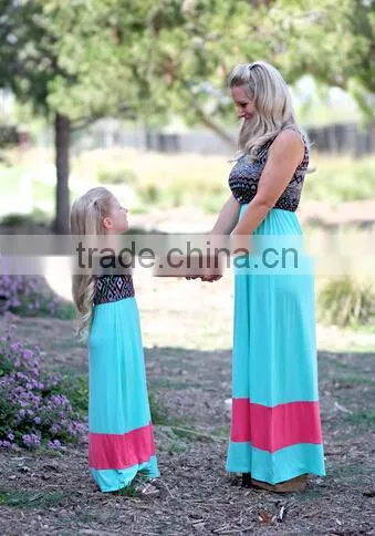 2015 mom love me mother and child dress black and white lace mother and child maxi dress