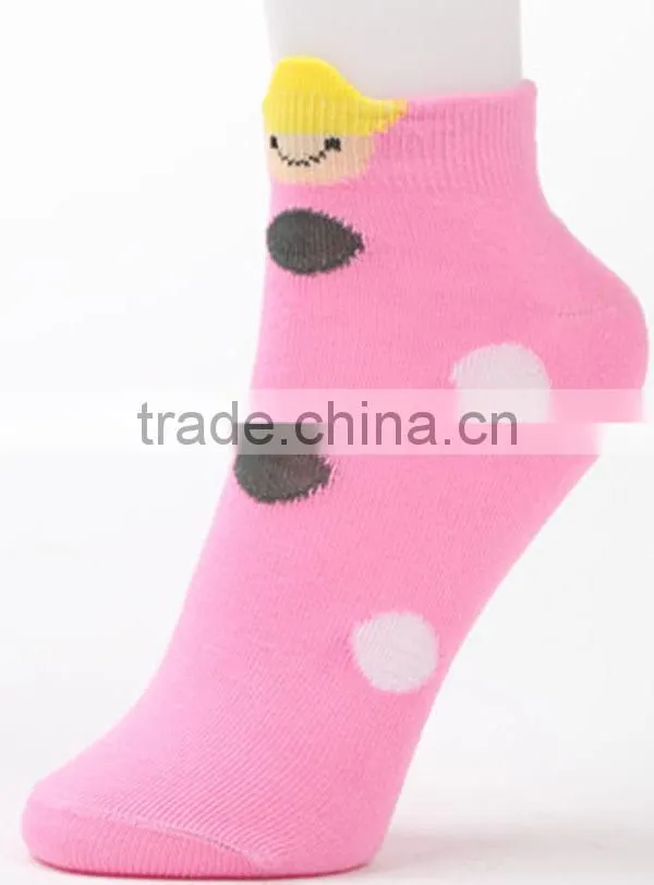 pretty polka dot smile style women cotton socks