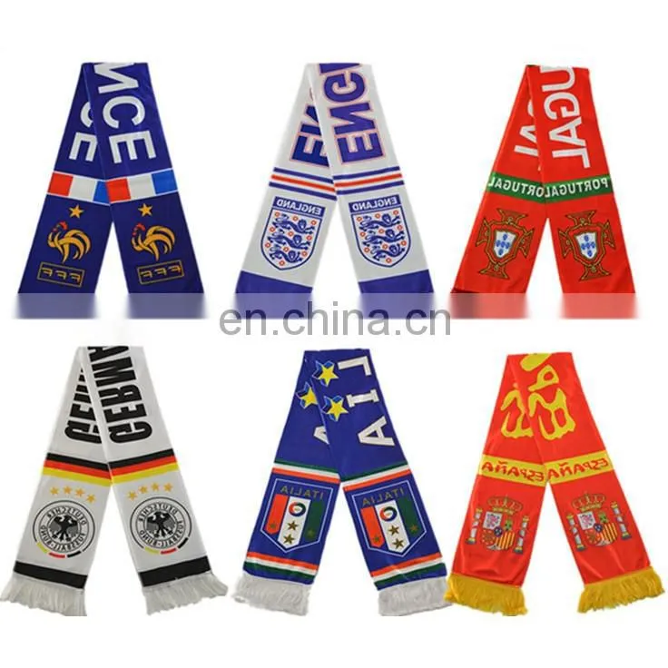 SC-0030 Acrylic soccer scarf custom print knitted jacquard Italy football fan scarf