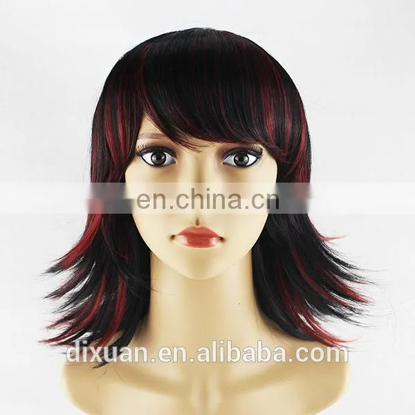 2014 hot sale mixed color short style synthetic wig with bangs
