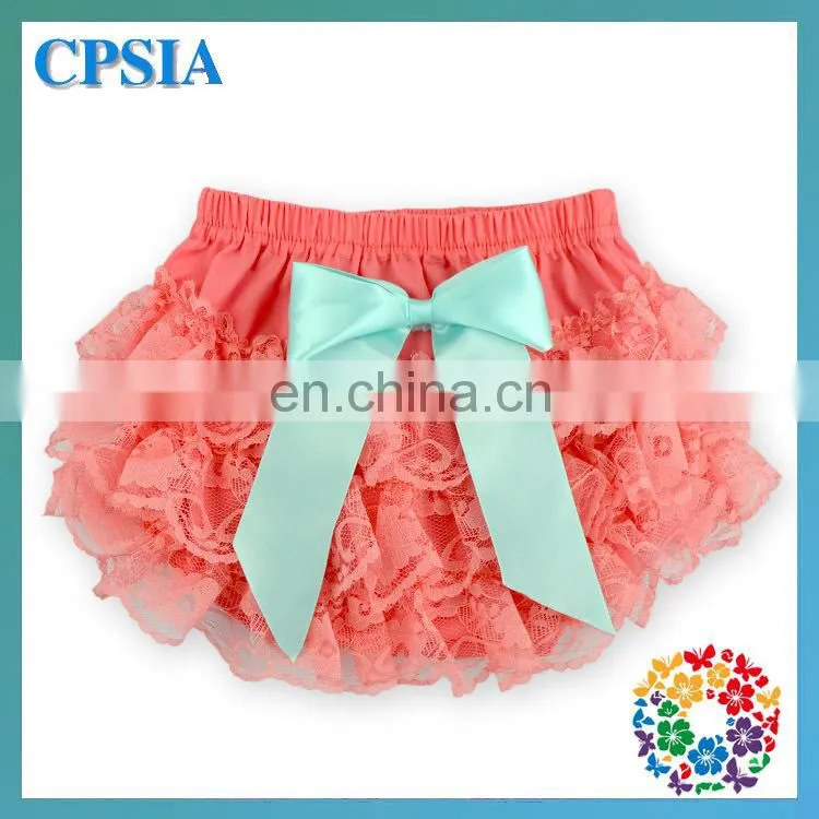 Wholesale Baby Ruffled Bloomers Lace baby Girl Bloomers,solid color baby Diaper Cover