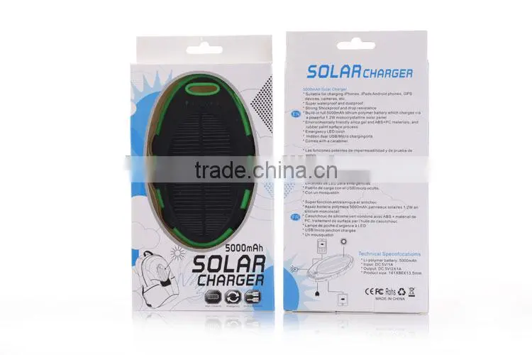 5000mah solar power bank,waterproof solar power bank charger