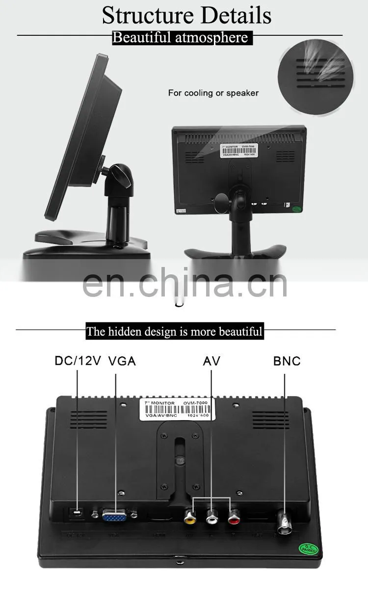 Retail Sales 7inch Touch Screen Desktop TFT LCD Panel for Car /cctv Monitor