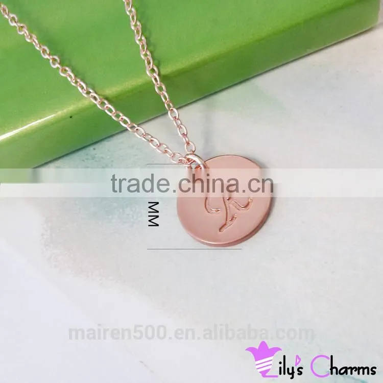 2015 New fashion Cute Girl's Necklace Wholesale, initial disc pendant necklace