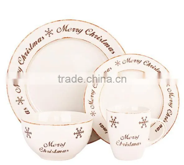 2015 hot sale ceramic colorful stoneware christmas dinnerware setchristmas fine porcelain 16pcs chinaware