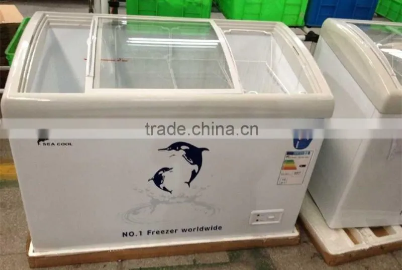 268L supermarket display freezer with one free basket