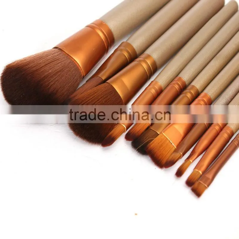 12pcsProfessional Makeup Brush set with Natural Hair,make up brush set with PU zipper bag