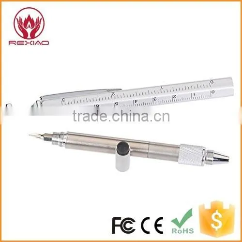Multi-Tool 7 in 1 Pen with Ruler, Bottle Opener, Phone Stand, Ballpoint Pen, Stylus Fit for Mens Gift (Silver)