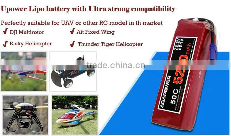 AGA POWER High rate and High power Long Cycle life 50 C 22.2V 5200mah li-polymer RC helicopter battery