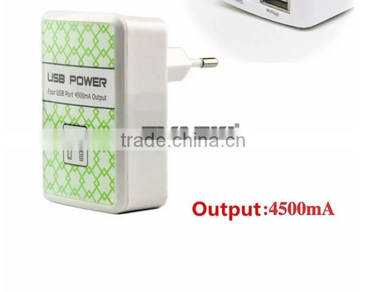 2016 Lastest Design High Speed Wholesale US EU UK AU Plug 4.5 A led flashlight usb 4 port Universal Portable USB Charger