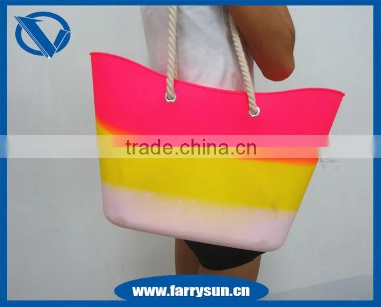 Newest silicone shoulder handbag,jelly tote bag, mix color beach handbag