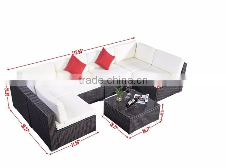 U Type Leisure Indoor Rattan Plastic Sectional Sofa Muebles De Jardin Vietnam Cebu Rattan Furniture