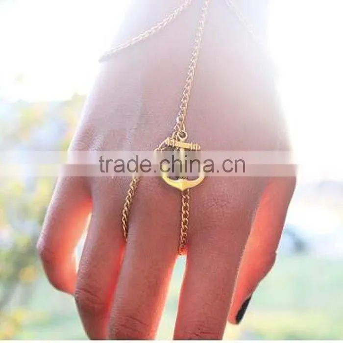 Electroplating Metal Simple Slave Chain Hand Harness Bracelet Ring Jewelry