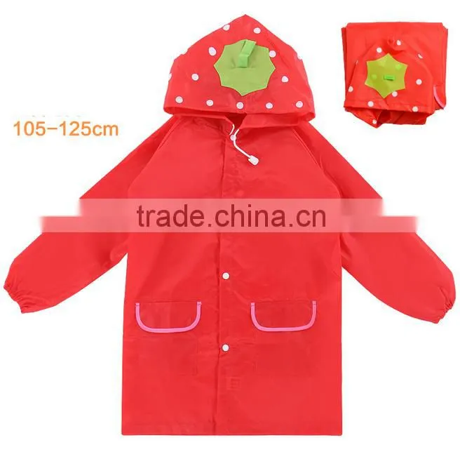 PU fabric beautiful kids rain jacket waterproof wholesale