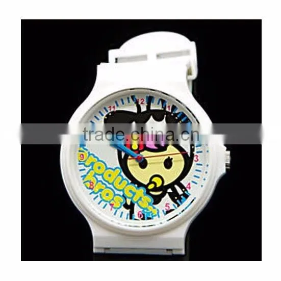 2016 Hot Sell Products Bros Baby Rinne Costume Play Milk Cow Women Waterproof PVC Band Rubber Wrist White Watch