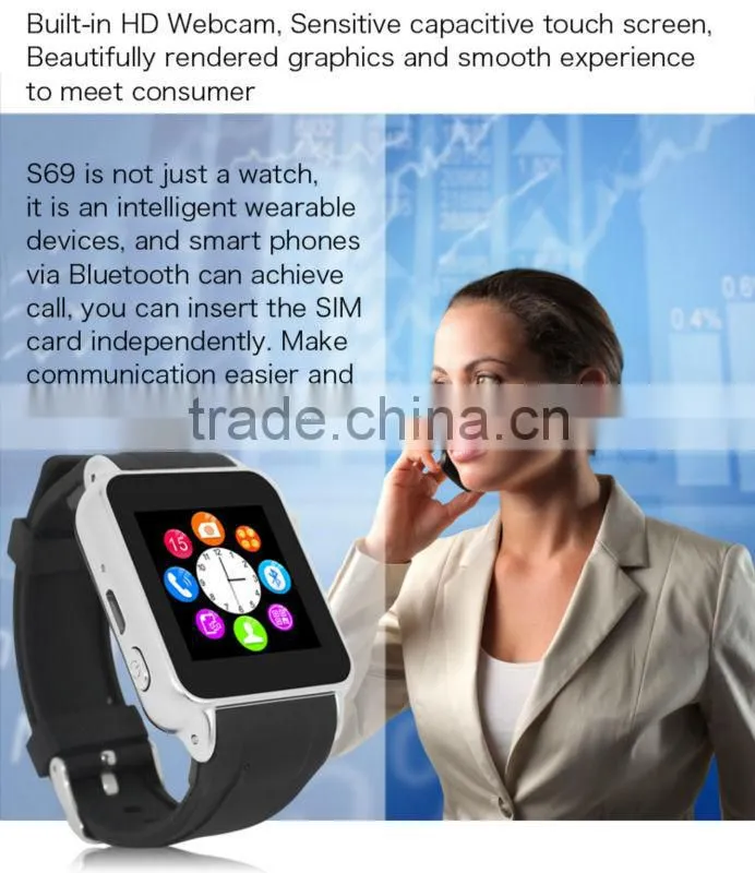 Drinking remind S69 Watch Cell Phone Bluetooth smart bracelet watch touch Screen