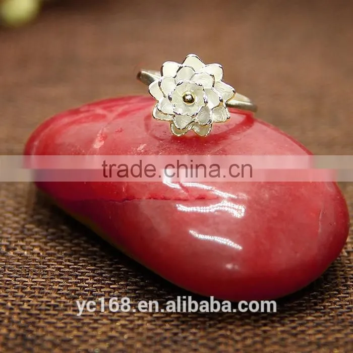 Fashion Jewelry Type 925 Sterling Silver Coral Flower Wedding Rings Wholesale Korea Jewelry