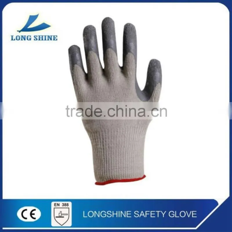 Cheapest price gray polyester liner with foam Latex coated safety working glove for hand protective