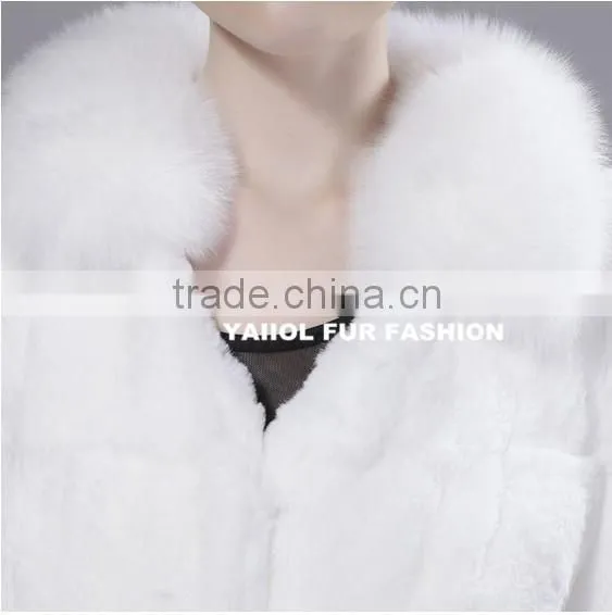 rex14023 elegant natural white short rex rabbit fur coat