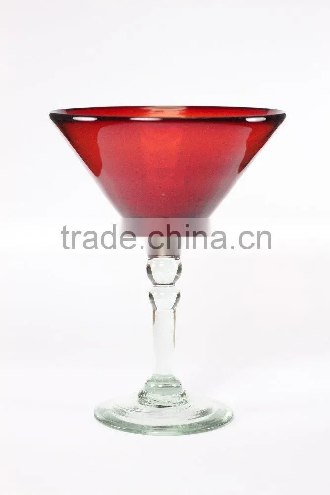 Mouth Blown red Colored Martini Glass,Lead Free Glassware