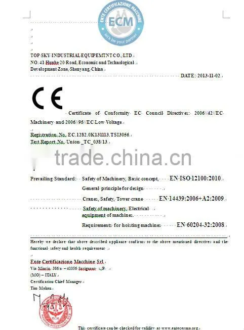 T6015-10t (H25/15) Topkit Tower Crane