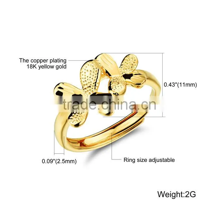 copper brass jewelry flower adjustable wedding rings for women