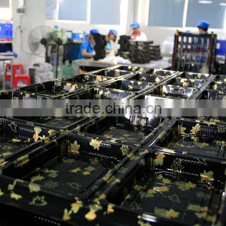 KW3-1102 Food-grade and rectangular disposable clear plastic divided food serving tray (264*204*46mm), OEM orders are welcome