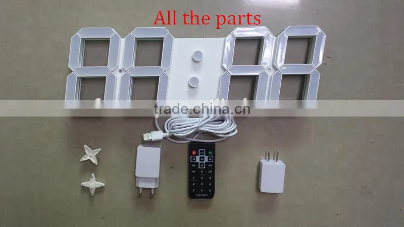 remote white/blue 3D led digital wall clock
