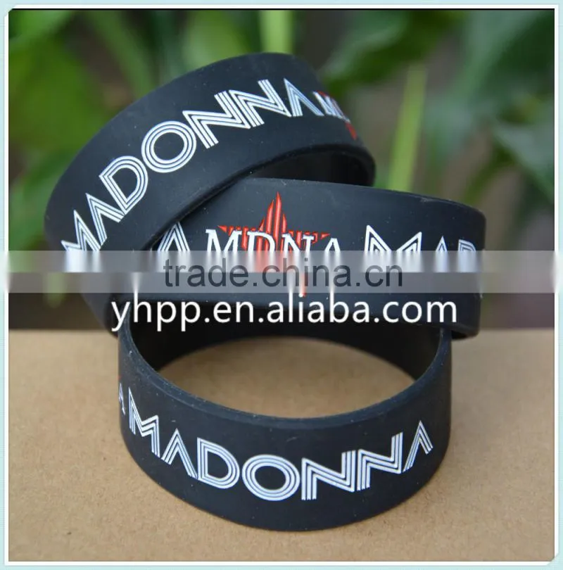 Custom Design MADONNA 1" Wide Filled in Colour Silicone Wristband Bracelet