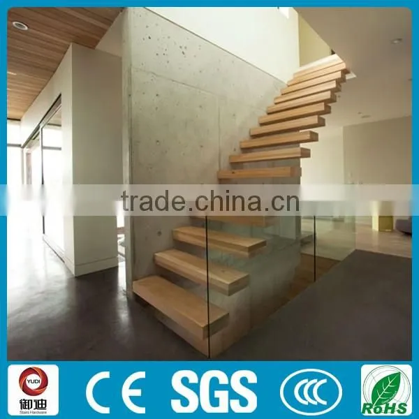 invisible single stringer stair for floating wood staircase
