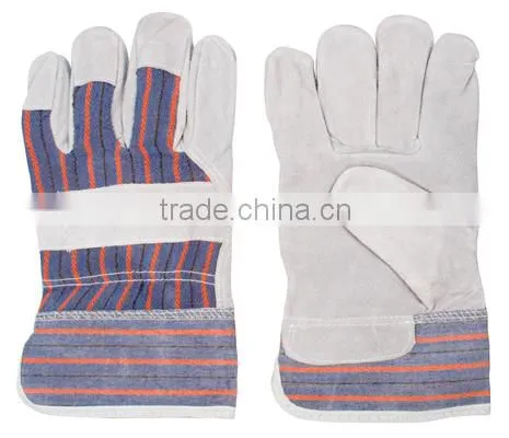 Black cowhide split leather working gloves